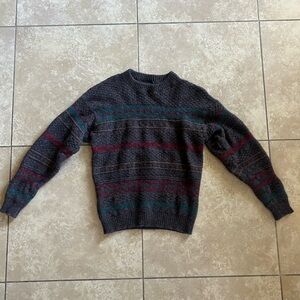 Medium Men's Vintage Wool Sweater Pendleton Crew Neck - Gray/Blue/Red